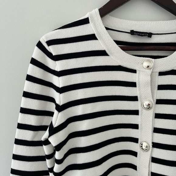 Dynamite Black & White Striped Cropped Cardigan - Picture 3 of 8